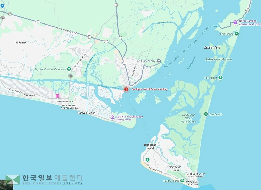 사우스포트 요트 정박소 총기난사 사건 위치[구글 지도 캡처. DB 및 재판매 금지]