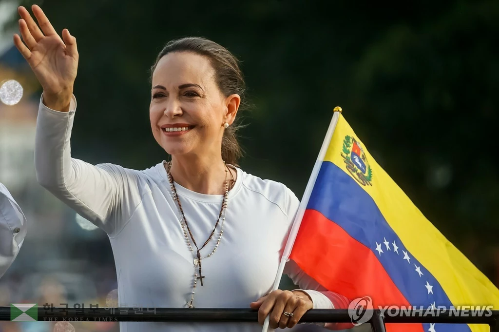 2025년 노벨평화상 영예를 안은 베네수엘라 야권 지도자 마리아 코리나 마차도[EPA 연합뉴스. 재판매 및 DB 금지]