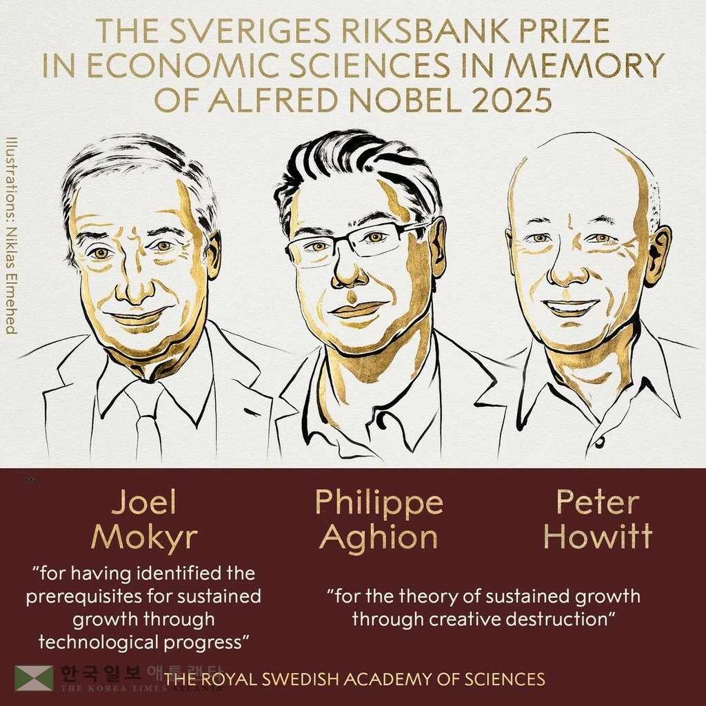 2025년 노벨경제학상 수상자들[스웨덴 왕립과학원 제공. 재배포 및 DB 금지]
