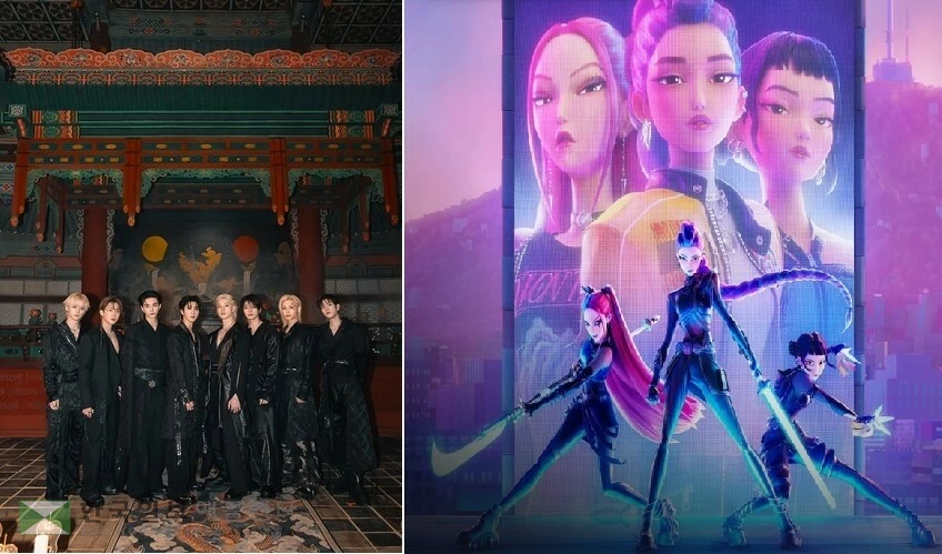 스트레이 키즈(좌)와 '케이팝 데몬 헌터스'(우)[JYP엔터테인먼트·넷플릭스 제공. 재판매 및 DB 금지]