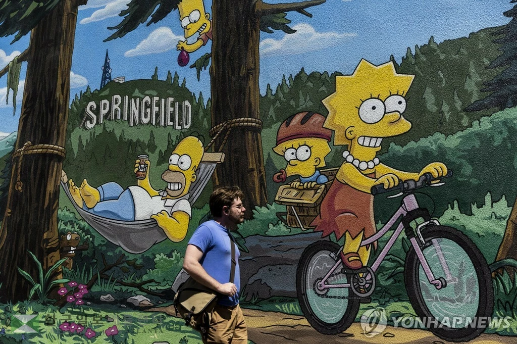 '심슨 가족' 벽화[EPA=연합뉴스. 재판매 및 DB 금지]