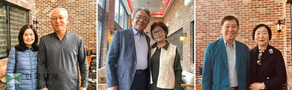 한미장학재단 남부지부에 장학금을 기부한 3씽의 한인 시니어 부부. 사진 왼쪽부터 송대광 김순희 부부, 정상일 백수정 부부, 박종신 이송향 부부.