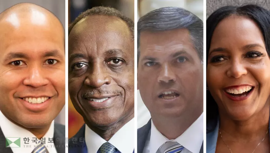 조지아 주지사 경선에 나선 공화당 후보들(사진 위)과 민주당 후보들<AJC>