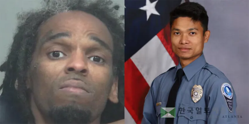 경찰 총격 살해범 케빈 앤드류스 주니어(왼쪽)와 사망한 경찰 프리딥 타망 시니어.