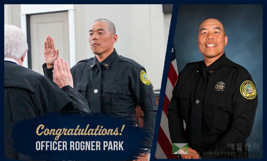 로그너 박 경찰관이 찰스 배럿 판사 앞에서 선서하고 있다.