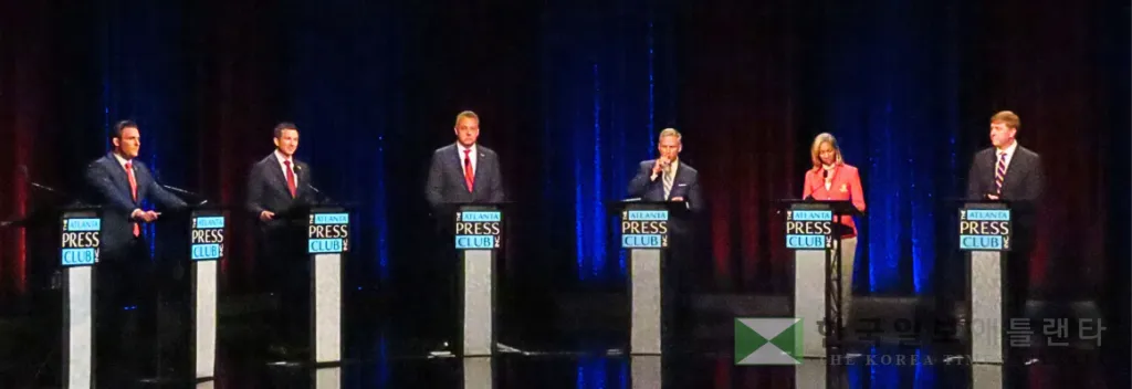 지난 26일 애틀랜타 프레스 클럽 주최로 열린 공화당 주지사 경선 후보 토론회 장면.<애틀랜타 프레스 클럽>