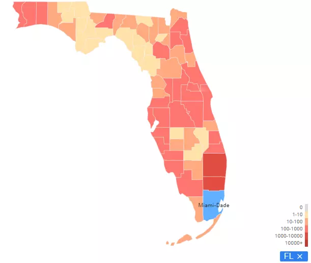 <플로리다> 플로리다 확진자 2만명 넘어
