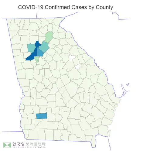 <조지아 코로나19 현황: 15일>확진 1만5,260명.사망 576명...감염 추세 계속 높아