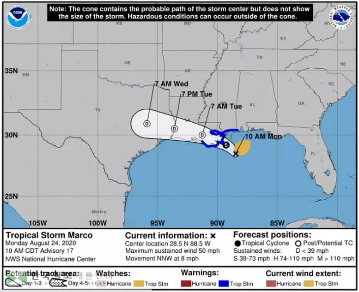 쌍둥이 허리케인 미 중남부 지역으로 방향 틀어