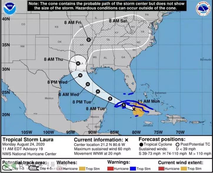 쌍둥이 허리케인 미 중남부 지역으로 방향 틀어