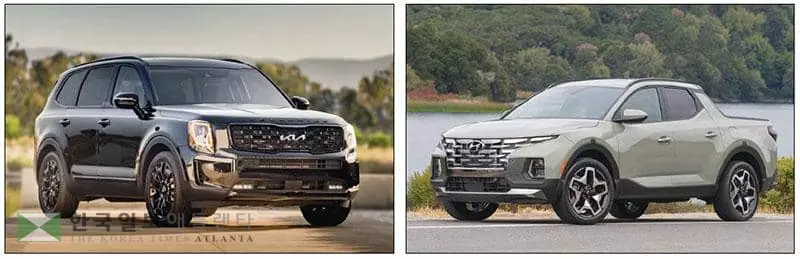 기아 텔루라이드(왼쪽)가 9월 판매 신기록을 달성했으며 현대차 싼타크루즈는 본격적인 판매를 시작했다. [현대차그룹 제공]