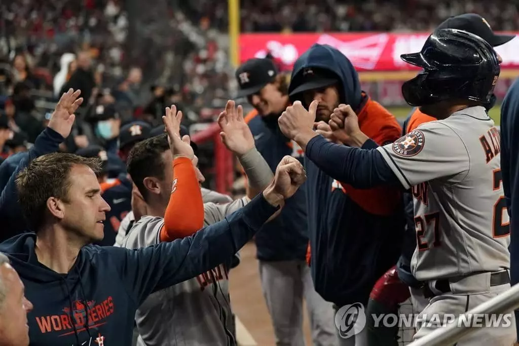 기뻐하는 휴스턴 선수들[AP=연합뉴스]