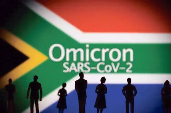  남아공 국기에 오미크론 변이의 이름이 적혀 있다. [로이터]