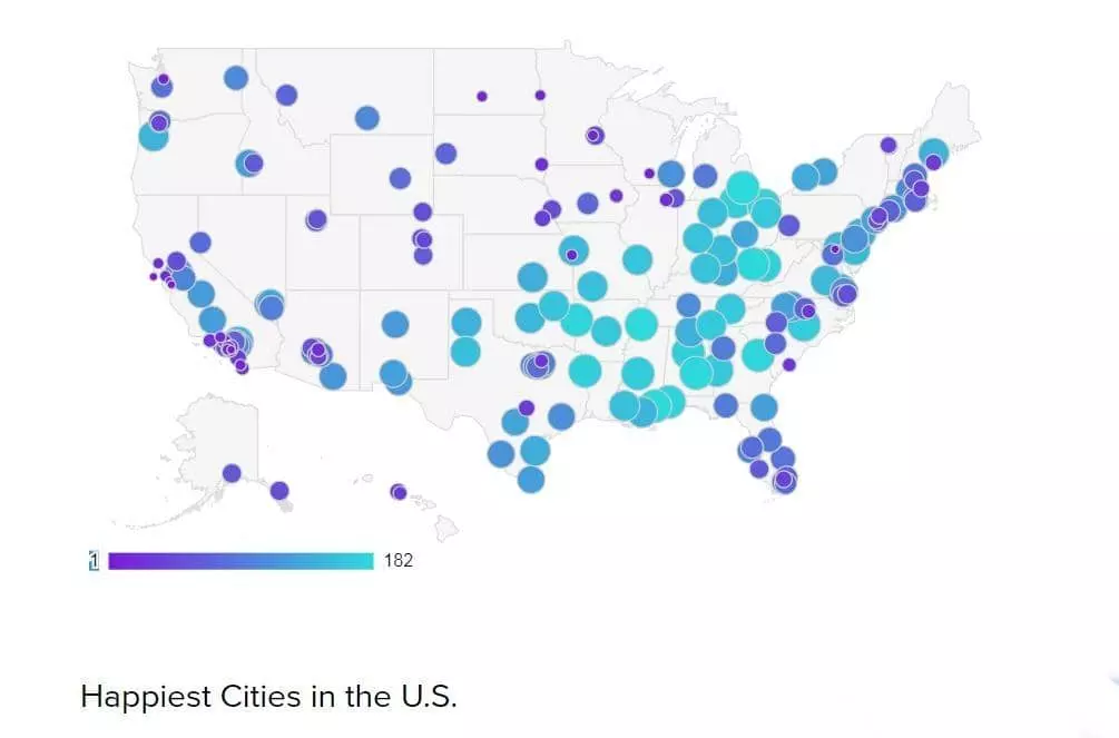미국에서 가장 행복한 도시 순위[월렛허브 화면 캡처]