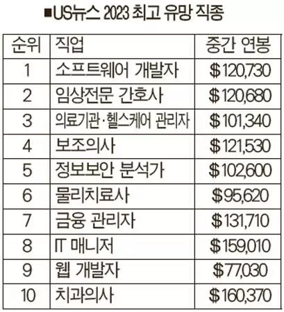 올해 유망직업 1위는 SW 개발자