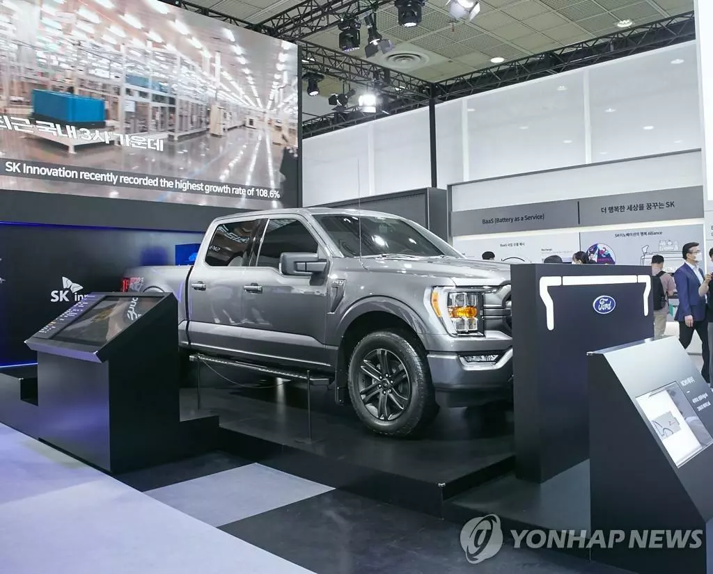 SK온 전기차 배터리 탑재된 포드 F-150[SK온 제공. DB 및 재판매 금지]