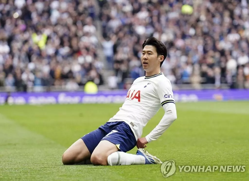 손흥민의 골 세리머니[Zac Goodwin/PA via AP=연합뉴스]