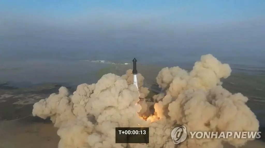 우주선 '스타십' 발사 장면[AFP=연합뉴스. 스페이스X 제공]